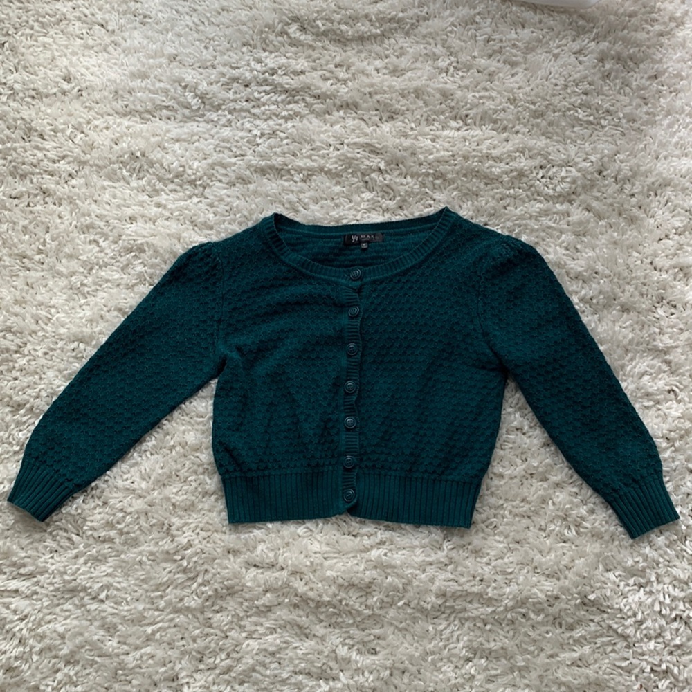 Teal cropped cardigan